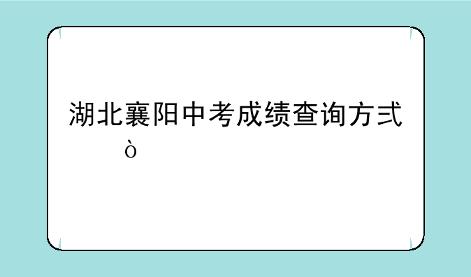 湖北襄阳中考成绩查询方式？