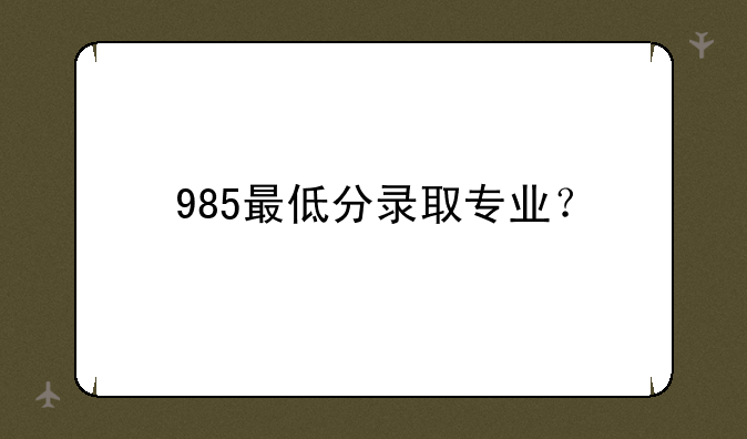 985最低分录取专业？