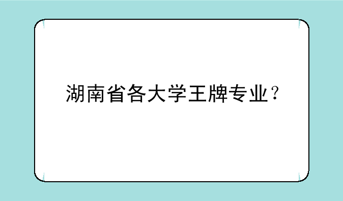 湖南省各大学王牌专业？