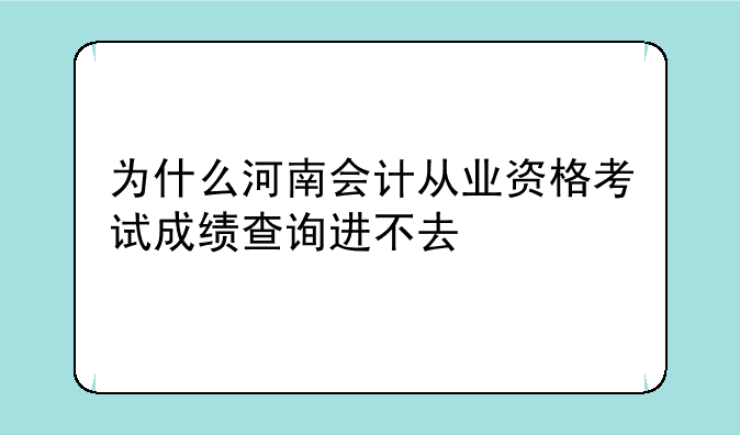 为什么河南会计从业资格考试成绩查询进不去